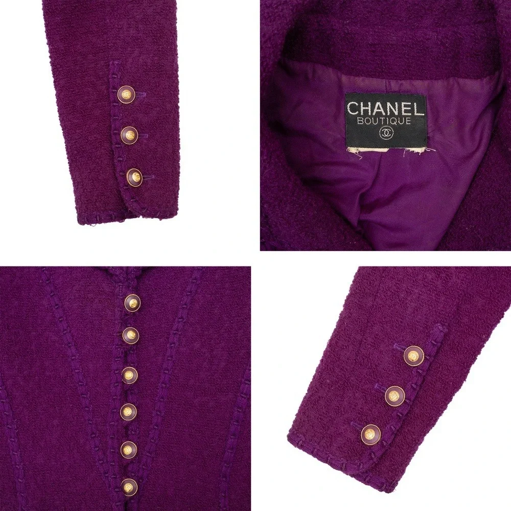 RARE Vintage Chanel Boutique Purple‎ Bouclé Wool Jacket – FW 1993 Circa